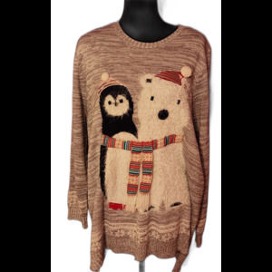 🔥Holiday Time Christmas 3X Polar Bear and Penguin sequin Sweater NWT ⛄🎄☃🎅🔥
